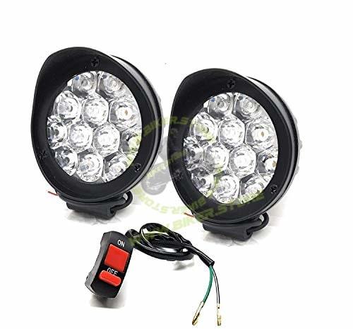 CYT LED Fog Lights for Bikes and Cars High Power, Heavy clamp and Strong ABS Plastic. (12 led Cap Set of 2) (with 1 Button) - Biker.Store - www.biker.store
