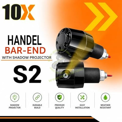 10X Universal Shadow Projecting Double Arrow Handle Bar End Weight for Motorcycle & Scooter | Premium ABS Body | Bright Logo Projection Light | Universal Fit Bike & Scooter Accessories | Pack of 2|B0H4YVV8YK