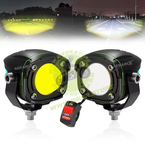 Shilan Super Bright LED Fog Light Lamp | Spot Light With Dual Color White/Yellow | High & Low Beam For Car, Bike, Scooty & ATVs - Biker.Store - www.biker.store