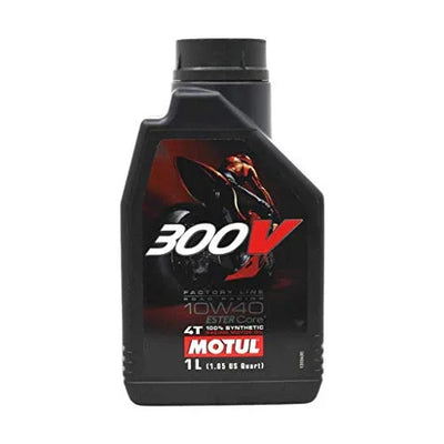 Motul 300V Factory Line Ester Core Fully Synthetic 10W-40 Petrol Engine Oil for Bikes (1 L | 104118) - Biker.Store - www.biker.store