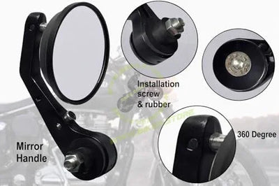 GT Round Bar End Mirror Set for New Classic, New Bullet, Hunter, Meteor 350 Motorcycles, Old Classis/Bullet 350/500 All Model RE Bike Small Stylish Rear Handle Design|B0FZL298QJ