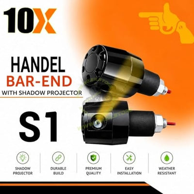 10X Universal Shadow Projecting Finger Gunhand Gesture Handle Bar End Weight for Motorcycle & Scooter | Premium ABS Body | Bright Logo Projection Light | Universal Fit | Pack of 2|B0H4RCL7BQ