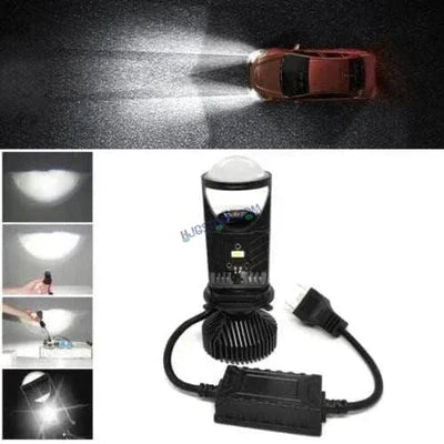 HJG Projector Lens H4 LED Bulb 50W HJG Y6 Projector Light Lamp H4 LED Mini Projector Lens with Fan for Bike Bulb 7000LM Conversion Kit Hi/Lo Beam Headlight 12V/24V for Motorcycle, Set of 1, White - Biker.Store - www.biker.store