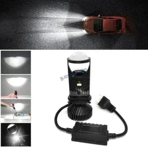 HJG Projector Lens H4 LED Bulb 50W HJG Y6 Projector Light Lamp H4 LED Mini Projector Lens with Fan for Bike Bulb 7000LM Conversion Kit Hi/Lo Beam Headlight 12V/24V for Motorcycle, Set of 1, White - Biker.Store - www.biker.store
