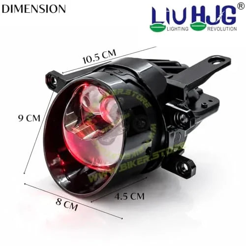 HJG 3 Inch LED Projector Lens Laser Fog Lamp with Cap Waterproof & Heat Dissipation 120W 12V DC Power Yellow White & Red Devil Eye Light Reflection Universal Fit All Bikes & Cars Model Pack of 2 - Biker.Store - www.biker.store