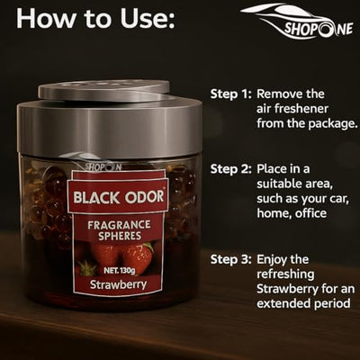 Black Odor In Many Fragrance Spheres – Premium Long Lasting Aroma Beads (130g) Pack of 1 Pcs (Strawberry) - Biker.Store - www.biker.store