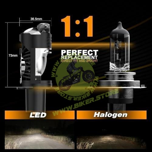 CYT H4 Dual Lens Projector LED Headlight Bulb - 6500K Super Bright White, Hi/Lo Beam, High Power CSP Chips, Universal Metal Body for All Bikes & Scooters (CYT) - Biker.Store - www.biker.store