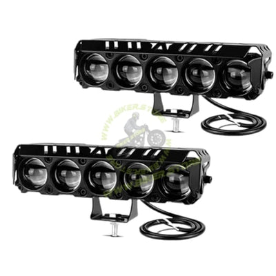 Super Bright 5 LED Powerful Focus Fog Light for Bikes and Car 12V-80V | Devil Eye Fog Lamp | Reflecting 5 in 1 Mode White, Yellow, Red, Yellow & White and Y&W Flashing (PACK OF 2)|B0FGJXV212