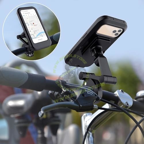 Waterproof Mobile Holder Bike/Scooty Mobile Stand, Waterproof Cell Phone Mount Holder, Universal Bikes Handlebar Sensitive Touch Screen, Fit 4-7.2 Inches All Smartphones Adjustable 360° Rotation Phone Case with TPU (A+) - Biker.Store - www.biker.store