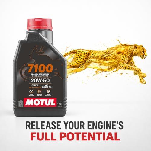 Motul 7100 4T 20W-50 Fully Synthetic Motorcycle Engine Oil – API SN Performance, Smooth Gear Shifting, Superior Engine Protection & Long-Lasting Performance, 1.5L - Biker.Store - www.biker.store
