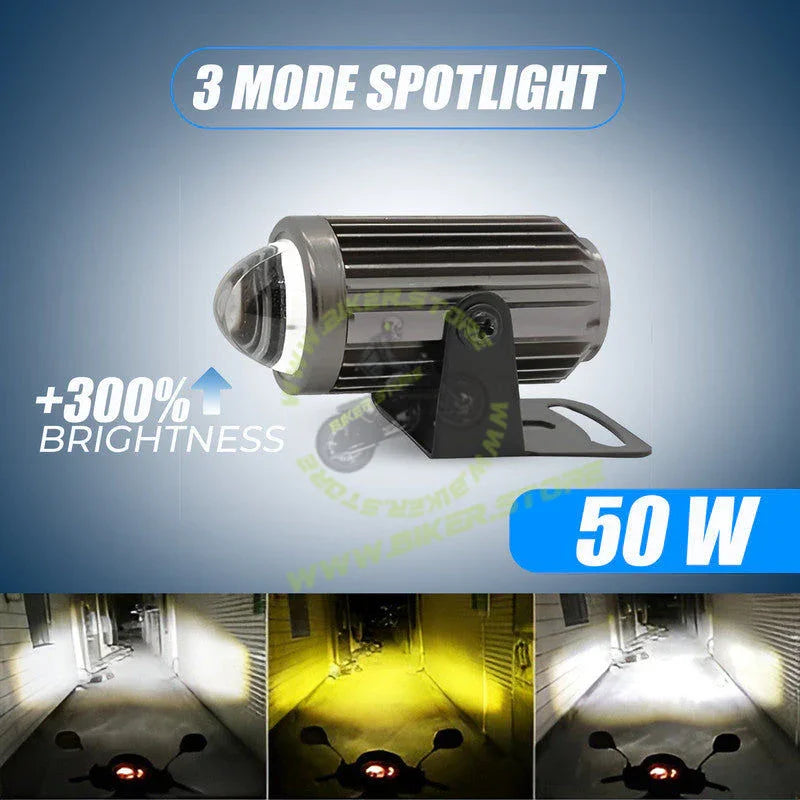 MOTO GENIUS Motorcycle LED Fog Light 50W, Universal Bike Auxiliary Headlamp, Compact High-Power LED Fog Lamp, Waterproof & Durable (Pack of 2) - Biker.Store - www.biker.store