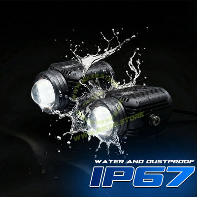 MOTO GENIUS DK16 WITH HARNESS Auxiliary LED FOG Lights 45W with Wireless Spotlight Switch Harness & Mounting Clamps, 12V–30V, Universal Fit for Motorcycles & Cars - Biker.Store - www.biker.store