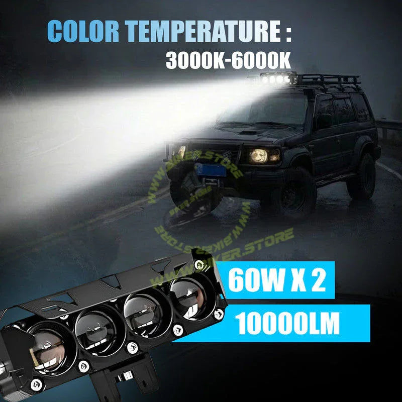 Moto Genius JX-130 WITHOUT HARNESS 40W Dual Color LED Fog Light for Motorcycles | 2 LED Dual Beam White & Yellow | Waterproof Auxiliary Driving Lamp (Pack of 2) - Biker.Store - www.biker.store