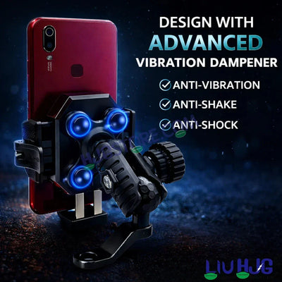 HJG Hexagon R6 Mobile Holder with Mirror Mount for Bike and Scooter, Two Wheelers Universal HJG Hexagon R6 Mirror Mount Mobile Holder Anti-Theft Mobile Holder 360 Degree Rotation Adjustable Size and Locking System LIU HJG Hexagon R6 Mirror Mount Holder - Biker.Store - www.biker.store