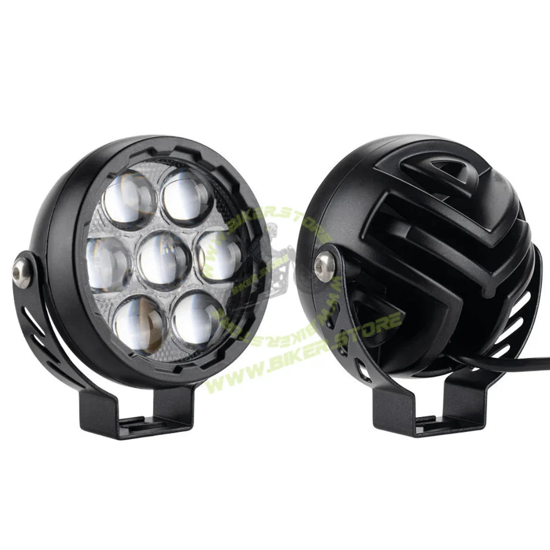 CYT 7 LED Super Bright Fog Light Waterproof & Heat Dissipation High Beam/Low Beam Yellow & White Light Reflection Power 200W 12V DC Power Universal fit all Bikes & Car (Pack of 2) - Biker.Store - www.biker.store