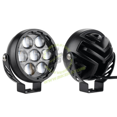 CYT 7 LED Super Bright Fog Light Waterproof & Heat Dissipation High Beam/Low Beam Yellow & White Light Reflection Power 200W 12V DC Power Universal fit all Bikes & Car (Pack of 2) - Biker.Store - www.biker.store