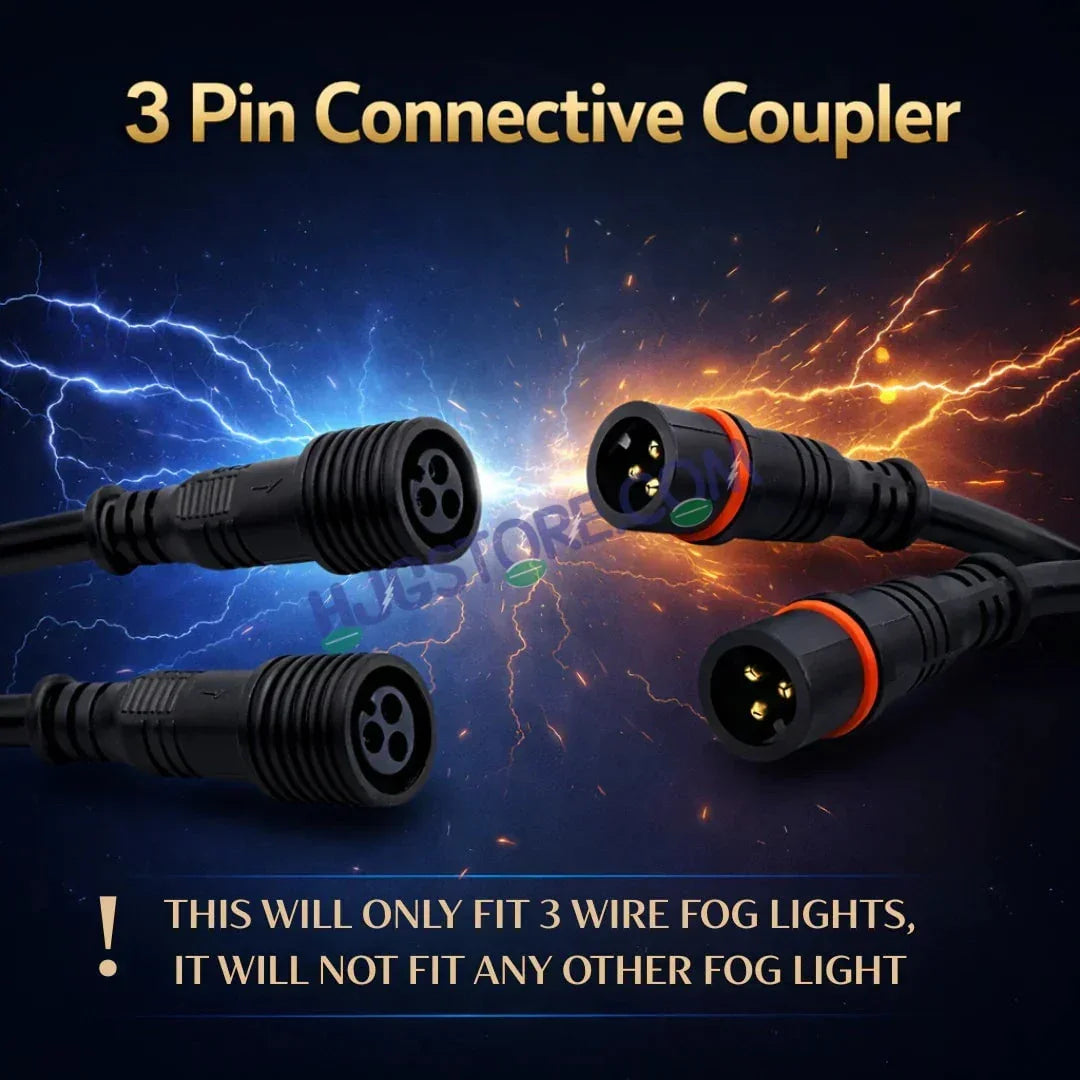 HJG 3 Pin Premium Copper Heavy Duty Wiring Harness Kit 3 Pin 3.4 Meter Wire with Heavy Duty Metal Switch Copper, Included Couplers and Canbus - Foglight Wiring Harness Kit (2 Colour, 3 Wire) LIU HJG 3 Pin Premium Copper Wiring Harness Kit Coupler Fitting - Biker.Store - www.biker.store