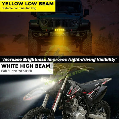 MOTO GENIUS Universal 5-LED Mini Drive Fog Light Projector | Dual Color White/Amber | 12V 60W | Waterproof Auxiliary Light for Cars & Bikes - Biker.Store - www.biker.store