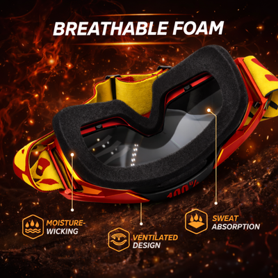100% Upgraded Goggle for Motorcycle Riding Strong Material UV Protection Clear Vision Lens, Dustproof with Comfortable Foam Padding Adjustable Headband Red Color for Dirt Bike Racing Pack 1 - Biker.Store - www.biker.store