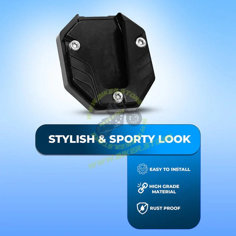 MG Universal Aluminum Two Wheeler Kickstand Extender | Side Stand Extension Pad Support Plate | Anti-Skid Enlarged Base Foot for Scooty Stability - Biker.Store - www.biker.store