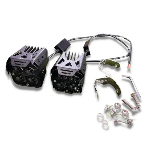 HJG 4X4 Original Devil Eye (3 in 1) Fog Light 120W (Red + White + Yellow) 4 LED Laser Spotlight For Bike/Car/Thar/Jeep (Pair) - Biker.Store - www.biker.store