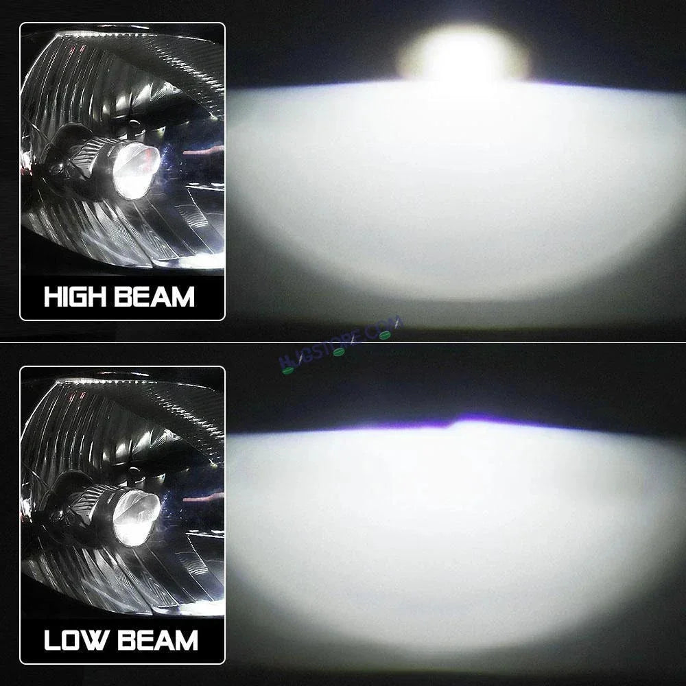 HJG RTD Lens H4 New Model RTD Lens Dual Projector Lens H4 LED Bulb 75W HJG Projector Light H4 LED Mini Projector Lens with Fan Bulb 12000LM Conversion Kit Hi/Lo Beam Headlight 12V/24V for Motorcycle/Car, Set of 1, Red Devil DRL/White Hi/Lo 75W - Biker.Store - www.biker.store