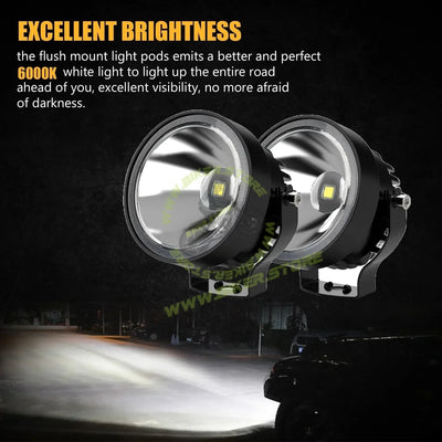 HJG 3 inch White Super Bright Driving Fog Light 2pcs - Biker.Store - www.biker.store