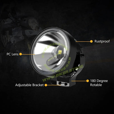 HJG 3 inch White Super Bright Driving Fog Light 2pcs - Biker.Store - www.biker.store