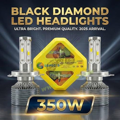 SSPEC H4 LED Headlight Bulbs For Car, 15000lm, 4300K Warm White, 350W, Hi/Lo Beam, 30000hr Lifespan, Pack of 2 - Biker.Store - www.biker.store