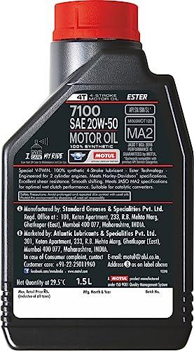 Motul 7100 4T 20W-50 Fully Synthetic Motorcycle Engine Oil – API SN Performance, Smooth Gear Shifting, Superior Engine Protection & Long-Lasting Performance, 1.5L - Biker.Store - www.biker.store