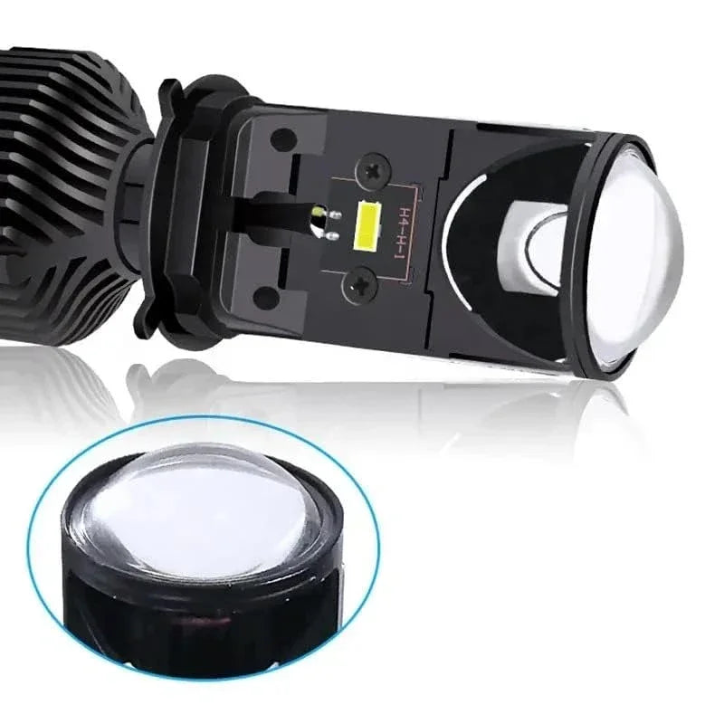Y6 LED Headlight Bulb Projector 10000LM H4 LED Mini Projector Lens with Fan for Bike Bulb Conversion Kit Hi/Lo Beam Headlight 12V/24V for Motorcycle, Set of 1, White 50W - Biker.Store - www.biker.store