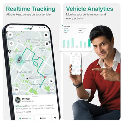Onelap LocoShield™ 2026 Waterproof Wired GPS (with 12 Months 4G SIM Recharge) - IP67 GPS Tracker for Bike, Car, Scooty | Plug & Play | Remote Engine Lock Compatible & ON/Off Alert | 1 Year Mobile App|B0DP7P69R9