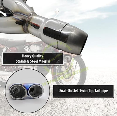 Akrapovic Replica Double Barrel Exhaust Universal Stainless Steel Slip On (38mm-51mm) Motorcycle Exhaust Muffler Pipe with DB Killer For All Bikes(Rainbow Multi-colour) - Biker.Store - www.biker.store