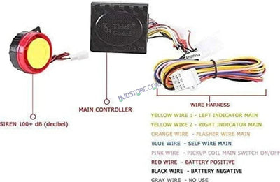 HJG Keyless Alarm System Kit Keyless Start One-Way Bike Alarm Kit for Two Wheeler Security HJG Anti-Theft Alarm System Kit (Loud Siren 125 dB, Flashing Light) LIU HJG Keyless Alarm System Kit - Biker.Store - www.biker.store