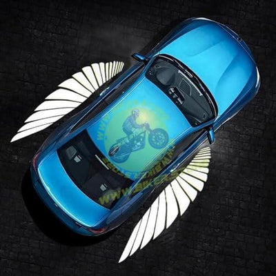 BIKERSTORE.IN Car wings light Angel Wings warning front welcome Lights car laser Wing Projector/Shadow Light/Ghost LED Universal for All Cars & Bikes (Color White) - Biker.Store - www.biker.store