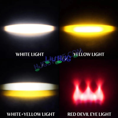 HJG Bezel-less HS114 Foglight Single Condenser Lens 60W Foglight White/Yellow Hi/Lo Red Projector Foglight 60W Foglight Ultra Wide Intensity LED Fog Lights White/Yellow Hi/Lo with Red Devil Fog Universal For All Cars & Bikes LIU HJG HS114 60W Foglight 2pc - HJGstore.com