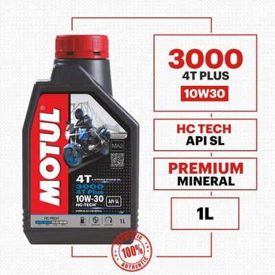 Motul 3000 4T Plus 10W-30 Engine Oil for Bikes | Advanced Engine Protection, Smooth Gear Shifting & Reliable Performance | Suitable for 4-Stroke Motorcycles | 1 L - Biker.Store - www.biker.store