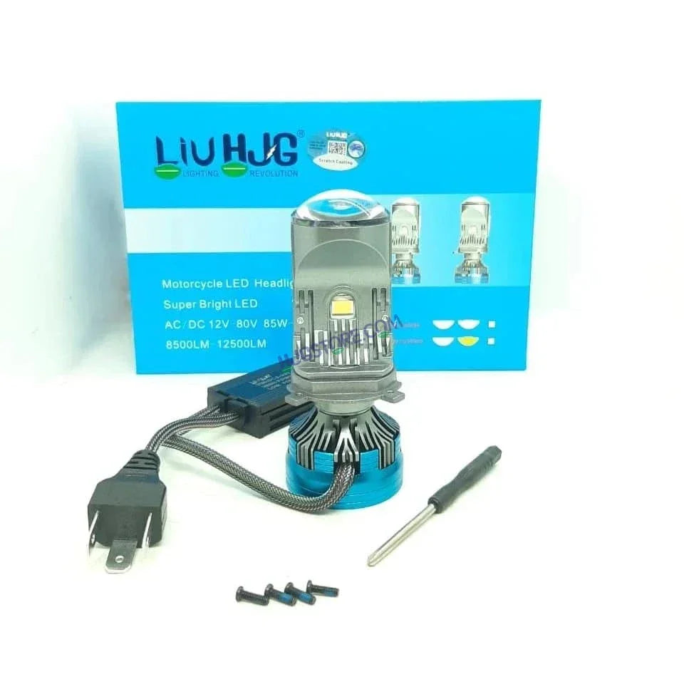 HJG Y6 New Model 250W Projector Lens H4 LED Bulb 250W HJG Y6 Projector Light Lamp H4 LED Mini Projector Lens with Fan for Car Bulb 25000LM Conversion Kit Hi/Lo Beam Headlight 12V/24V for Car SUV, Set of 2, White Hi/Lo LIU HJG Y6 H4 250W, Pack of 2 - Biker.Store - www.biker.store