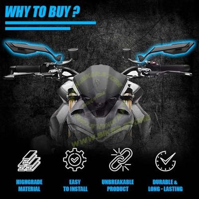 Aerodynamic Stealth Max Wing Bar End Mirrors Motorcycle Bar End Side Mirrors, Universal Aluminium Alloy, Compatible with Most Bikes - Biker.Store - www.biker.store