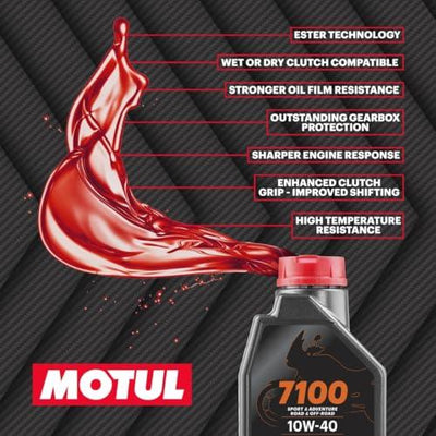 Motul 7100 4T Fully Synthetic Petrol Engine Oil for Bikes, 10W-40 - 1L - Biker.Store - www.biker.store