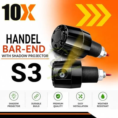 10X Universal Shadow Projecting Triple Arrow Handle Bar End Weight for Motorcycle & Scooter | Premium ABS Body | Bright Logo Projection Light | Universal Fit Bike & Scooter Accessories | Pack of 2|B0H4Z3WWYK
