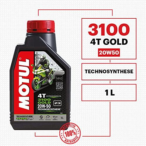 Motul 3100 4T Gold 20W-50 Technosynthese Semi-Synthetic Engine Oil for Bikes | API SM | High Performance Protection, Smooth Gear Shifting & Reliable Power | 1 L - Biker.Store - www.biker.store