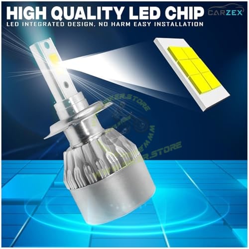 Carzex® 36W H7 LED Headlight Bulbs 3800LM, 6000K Pure White Plug & Play LED Conversion Kit for Cars, High Brightness, Easy Installation, Long Life, Universal Fit – Set of 2|B0FJMB324M