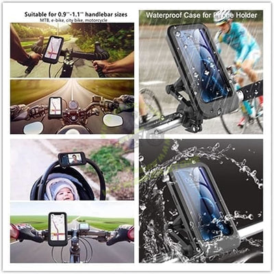 Waterproof Mobile Holder Bike/Scooty Mobile Stand, Waterproof Cell Phone Mount Holder, Universal Bikes Handlebar Sensitive Touch Screen, Fit 4-7.2 Inches All Smartphones Adjustable 360° Rotation Phone Case with TPU (A+) - Biker.Store - www.biker.store