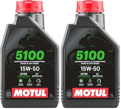 Motul 5100 4T 15W-50 Technosynthese Semi-Synthetic Engine Oil for Bikes | API SM | Advanced Wear Protection, Smooth Gear Shifting & Reliable Performance | 1 L - Biker.Store - www.biker.store