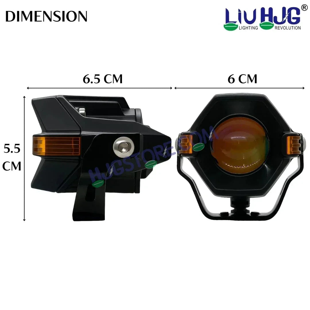 HJG Spaceship Foglight 80W 1 Lens Space Ship Fog Projector Lens 2pc Foglight Red Devil Side Amber DRL Modes 80W Foglight Ultra Wide Dual Intensity LED Fog Lights White/Yellow/Red Projector (80W) Universal For All Cars & Bikes LIU HJG Space Ship Foglight - Biker.Store - www.biker.store