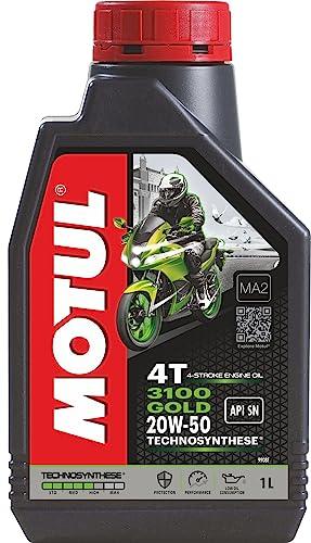 Motul 3100 4T Gold 20W-50 Technosynthese Semi-Synthetic Engine Oil for Bikes | API SM | High Performance Protection, Smooth Gear Shifting & Reliable Power | 1 L - Biker.Store - www.biker.store