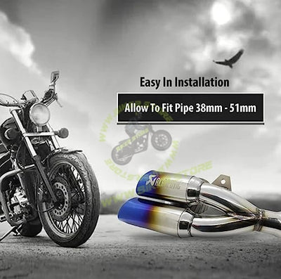 Akrapovic Replica Double Barrel Exhaust Universal Stainless Steel Slip On (38mm-51mm) Motorcycle Exhaust Muffler Pipe with DB Killer For All Bikes(Rainbow Multi-colour) - Biker.Store - www.biker.store