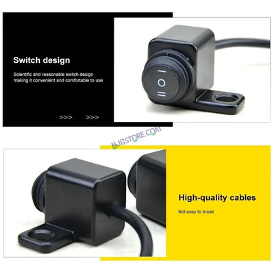 HJG Rear View Mirror Bracket Handlebar Switch Headlight On-Off Switch Handle Bar Grip For Universal For Bike Universal For Bike Mirror-Mount Switch- Waterproof Bike Switch for Fog-Lamps, Headlight, etc (Pack of 1) - Biker.Store - www.biker.store
