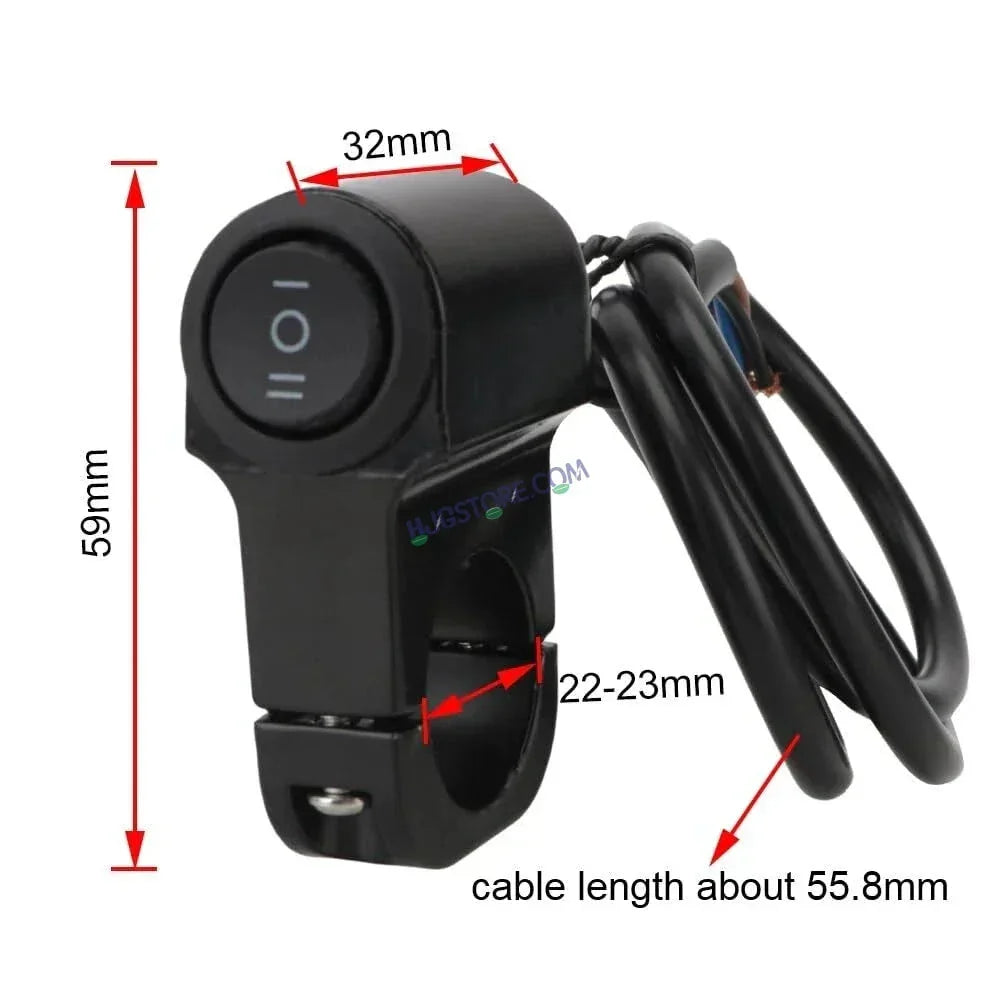 HJG Handlebar Switch 3 Way Universal 12V Handlebar CNC Metal Switch (3-Way) for All Bikes and Motorcycles HJG On-Off-On Headlight Fog Brake Light Switch Fit For All Motorcycles (Black) - Biker.Store - www.biker.store